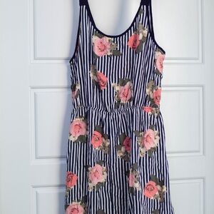 J for Justify Navy Striped Floral Dress